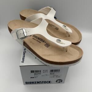 Birkenstock Unisex Gizeh Thong Sandals Buckle Strap White Size USW12/M10 EU43